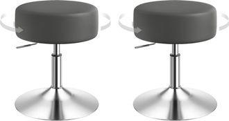 Woltu Juego De 2 Taburetes De Bar Sin Respaldo, Asiento De Piel Sint&eacute;tica, Altura Regulable, Color Gris - Woltu