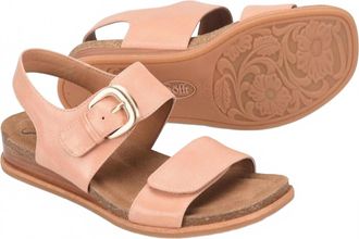 S&ouml;fft Womens Peggie Buckle Accented Wedged Sandal In Canyon Coral
