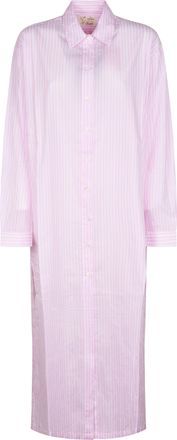 MC2 Saint Barth Vertical Stripe Long Shirt with Embroidered Yoke