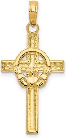 Diamond2Deal 10k Yellow Gold Polished Claddagh Cross Pendant