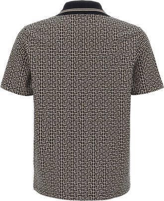 Balmain Logo-Embroidered Jacquard Polo Shirt - Black