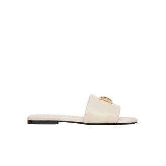Anine Bing Logo leren teenslippers - Dames - Sandalen - Beige - 37 EU - Leer - Schoenen