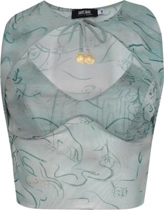 Amir Slama x Jade Picon tie-detail print blouse - Blue