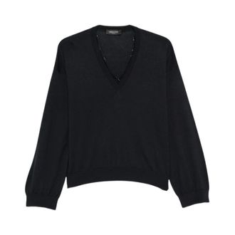 Fabiana Filippi Truien & Vesten, Dames, Blauw, S, V-hals Gebreid