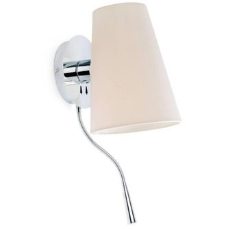 Faro Barcelona Faro Lupe - Applique da interno a 1 luce cromo, bianco con lampada da lettura, attacco E27