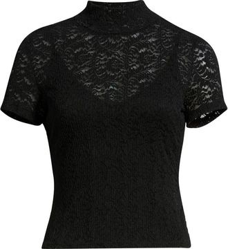 Paige June Stretch Lace T-Shirt in Black at Nordstrom, Size Xx-Small