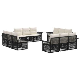 vidaXL Conjunto De Sof&aacute;s De Jard&iacute;n 12 Pcs Negro Rat&aacute;n Sint&eacute;tico Vidaxl