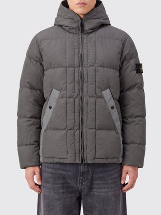 Stone Island Piumino corto in nylon riciclato con cappuccio e logo Compass