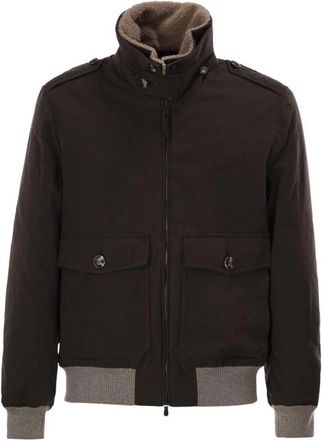 Brunello Cucinelli Shearlingkraag Bomberjack - Heren - Bomber jackets - Bruin - M - Katoen - Jassen