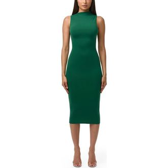 Naked Wardrobe Sleeveless Midi Dress in Jungle Green at Nordstrom, Size X-Large