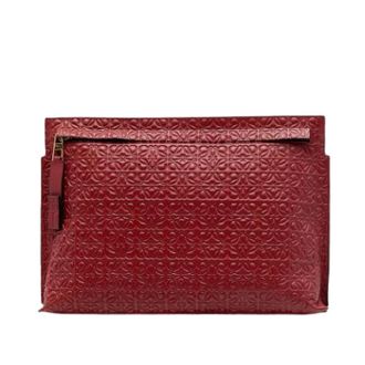 Loewe Pre-owned Clutches, female, Red, Size: ONE SIZE Pre-owned Embossed Leather Clutch