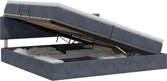 vidaXL Cama Con Almacenamiento Gris Oscuro 200 X 200 Cm Terciopelo Vidaxl