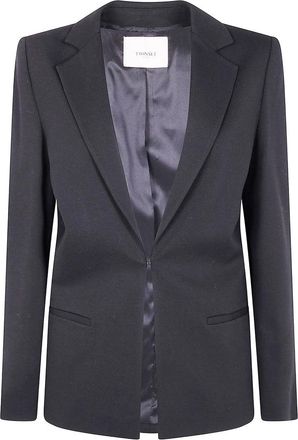 Twin-Set Black Tailored Notch-Lapel Viscose-Blend Blazer