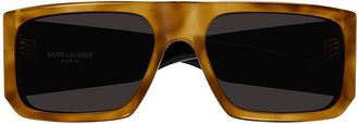 Saint Laurent SL635ACETATE005 Geometric Full Rim Sunglasses - Brown