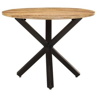 Berkfield Home Dining Table Round 100x100x75 cm Rough Mango Wood in Brown | Size: 100 x 100 x 75 cm