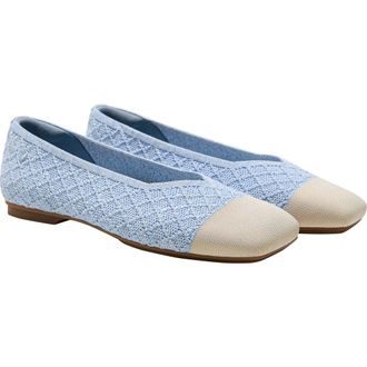 Vivaia Square-Toe Margot V-Cut Flats in Blue Apricot Quilt at Nordstrom, Size 6