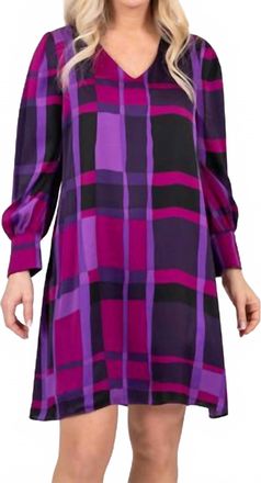 Scapa Plaid Shift Mini Dress In Purple