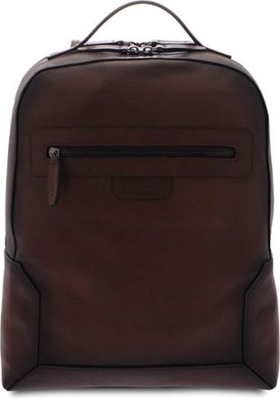 Giudi Genuine Leather Backpack, Cowhide Leather, Gradient Backpack, Double Compartment, Trolley Attachment, Made in Italy - 12500/TN/GVE, T.moro