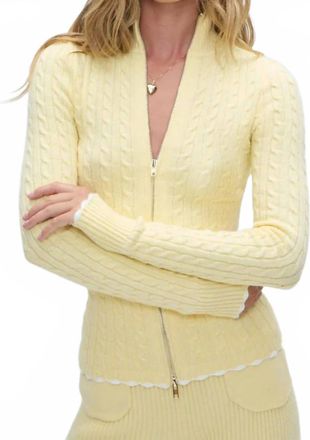Frankies Bikinis Carter Cable Knit Sweater In Vanilla Sugar