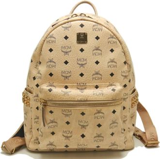 MCM Mcm Visetos Beige Leather Backpack (Pre-Owned)