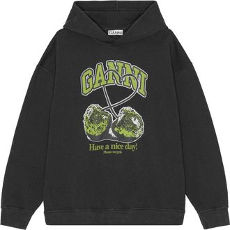 Ganni printed hoodie - women - Organic Cotton - XXS/XS - Black