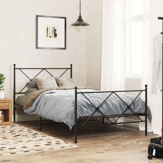 Berkfield Home Metal Bed Frame without Mattress with Footboard Black 100x200cm | Size: 100x200 cm