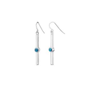 Gold & Honey Womens Turquoise Bar Dangle Earrings In Silver