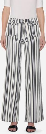 Frame Denim Slim Palazzo Modernist Pants In Navy/white