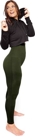 Belly Bandit Moto Style Leggings Womens Active Wear Supportive Stretch Maternity (Olive Green, Extra-Large)