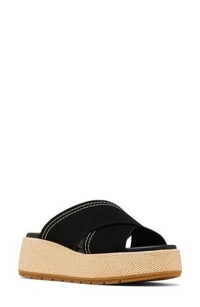 Sorel Sunpeak Platform Slide Sandal in Black/Gum 2 at Nordstrom, Size 10.5