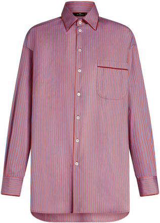 Etro striped cotton shirt - women - Cotton/Polyamide/Polyester - 46 - Blue