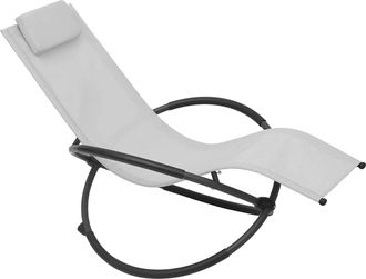 Woltu Woltu Sedia Sdraio A Dondolo Relax Poltrona Swing Traspirante Da Balcone Campeggio Grigio Chiaro