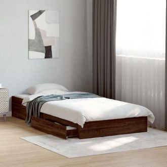 vidaXL Cama Con Cajones Madera De Ingenier&iacute;a Marr&oacute;n Roble 90x200 Cm Vidaxl