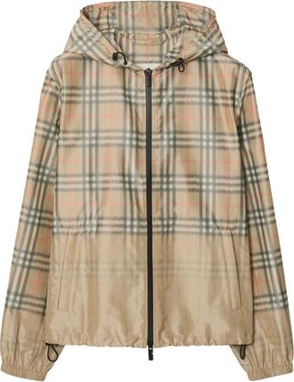 Burberry Gradient Check Hooded Lightweight Jacket