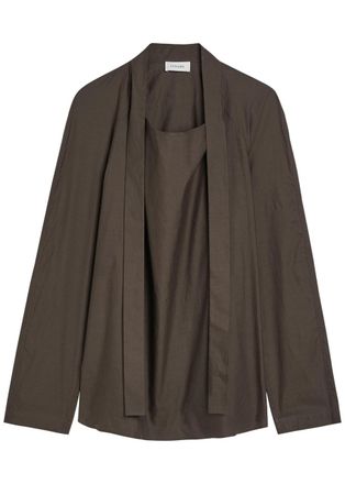 Christophe Lemaire Ascot Cotton and Silk-blend Blouse - Dark Brown - 38 (UK10 / S)