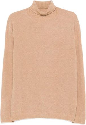 Daniele Fiesoli Camel Wool-Cashmere Blend Sweater With High Neckline