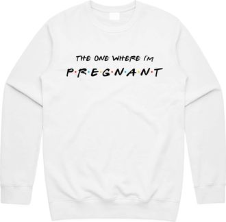 Sanfran Clothing The One Where Im Pregnant Top Friends New Mum Pregnancy Funny Maternity Gift Jumper Sweater Extra Large/White