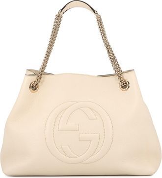Gucci Ivory Leather Handbag Tote Bag (Pre-Owned)