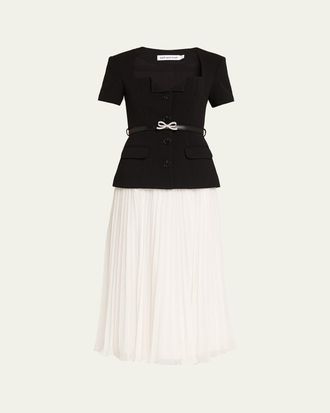 Self Portrait Tailored Contrast Chiffon Midi Dress