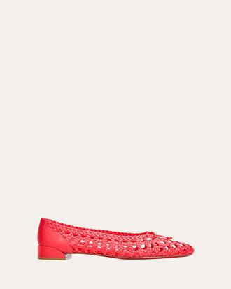 Christian Louboutin Sweetie Jane Woven Silk Ballerina Flats