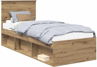 vidaXL Bed Frame Artisian Oak 75 x 190 cm Solid Pine Wood vidaXL