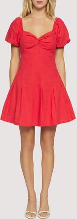Lost + Wander Catania Puff Sleeve Linen & Cotton Mini Sundress in Red at Nordstrom, Size Medium