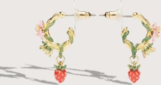 Les Néréides Post Earrings Le Bois Grourmand Strawberry In Red