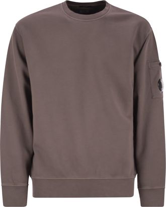 C.P. Company Cp Company Fleece Crew Neck Sweatshirt With Diagonal Lenses