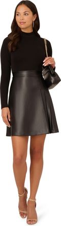 Adrianna Papell Ponte Faux Leather Dress