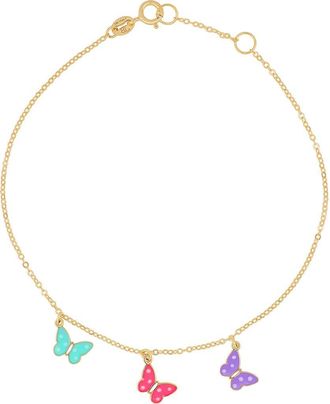 Bony Levy 14K Gold Enamel Butterfly Charm Bracelet in 14K Yellow Gold at Nordstrom Rack, Size 7