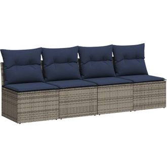 vidaXL Sof&aacute; De Jard&iacute;n Con Coj&iacute;n Gris 227 X 62 X 69 Cm Rat&aacute;n Sint&eacute;tico Vidaxl