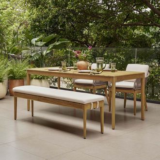 Castlery Isla Outdoor Extendable Dining Table, 59.1-78.7, Solid Teak, Detachable Leaf