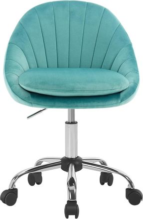 Woltu Woltu - Silla De Oficina Ergon&oacute;mica Acolchada De Terciopelo Giratoria Regulable En Altura, Turquesa