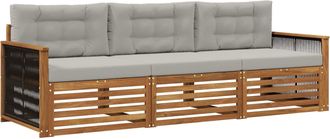 vidaXL Conjunto De Sof&aacute;s De Exterior 3 Uds. Natural Y Gris Claro Vidaxl